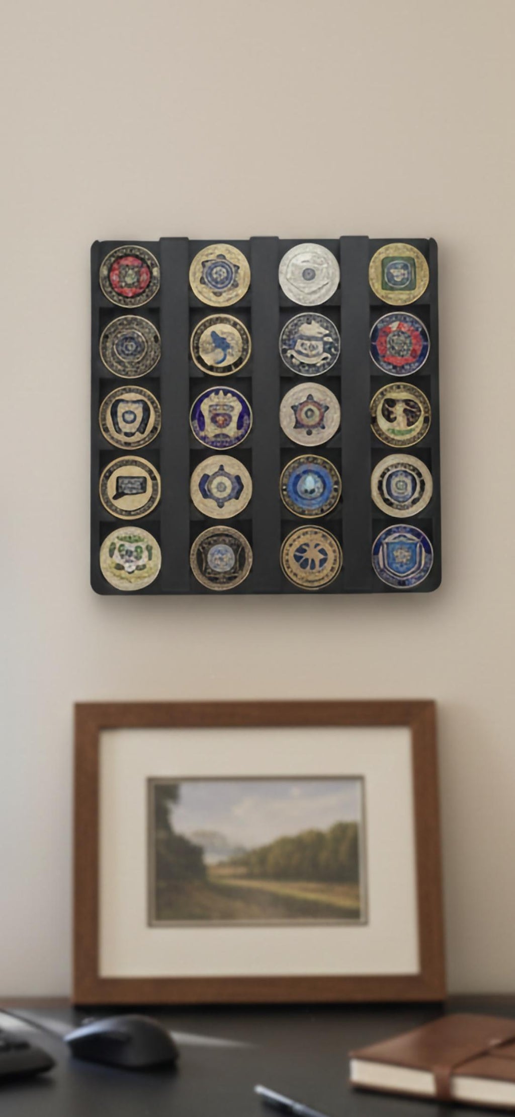 Sleek Wall-Mounted Challenge Coin Display – Fits 1.75" Coins