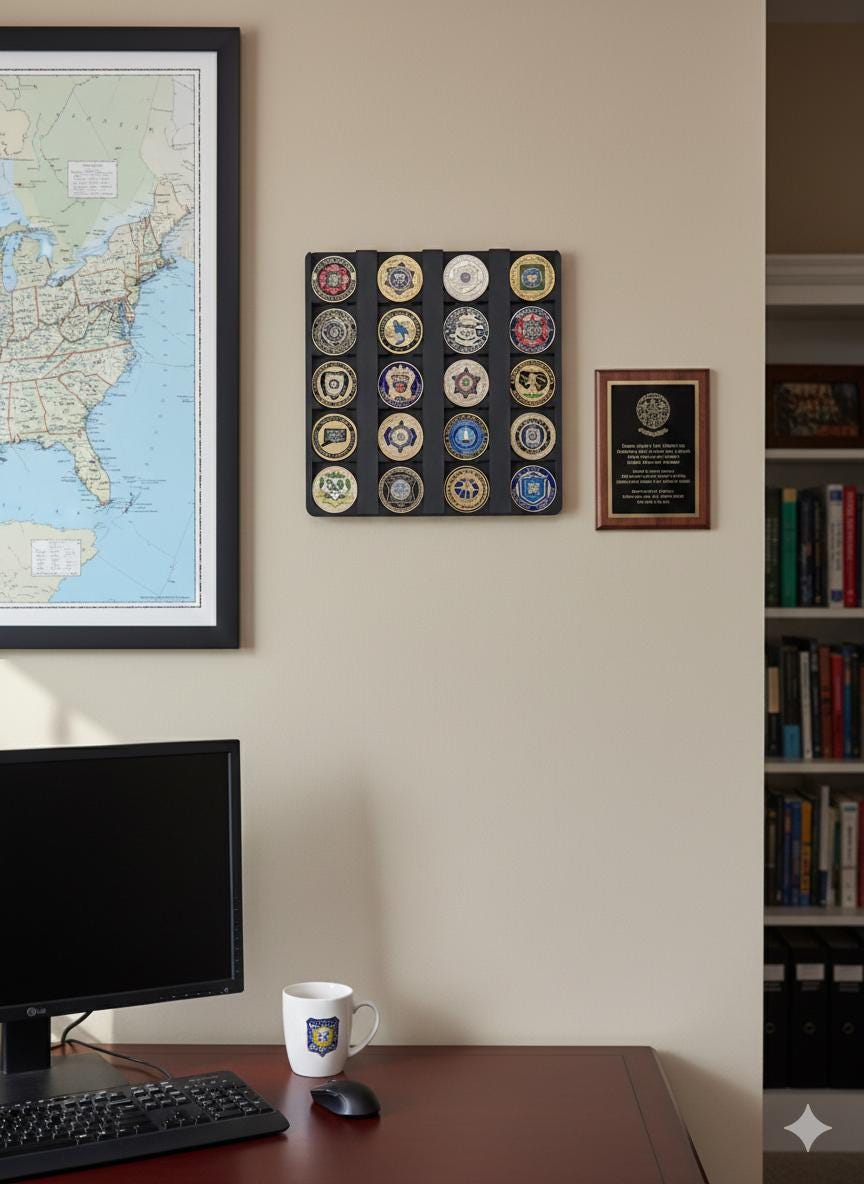 Sleek Wall-Mounted Challenge Coin Display – Fits 1.75" Coins