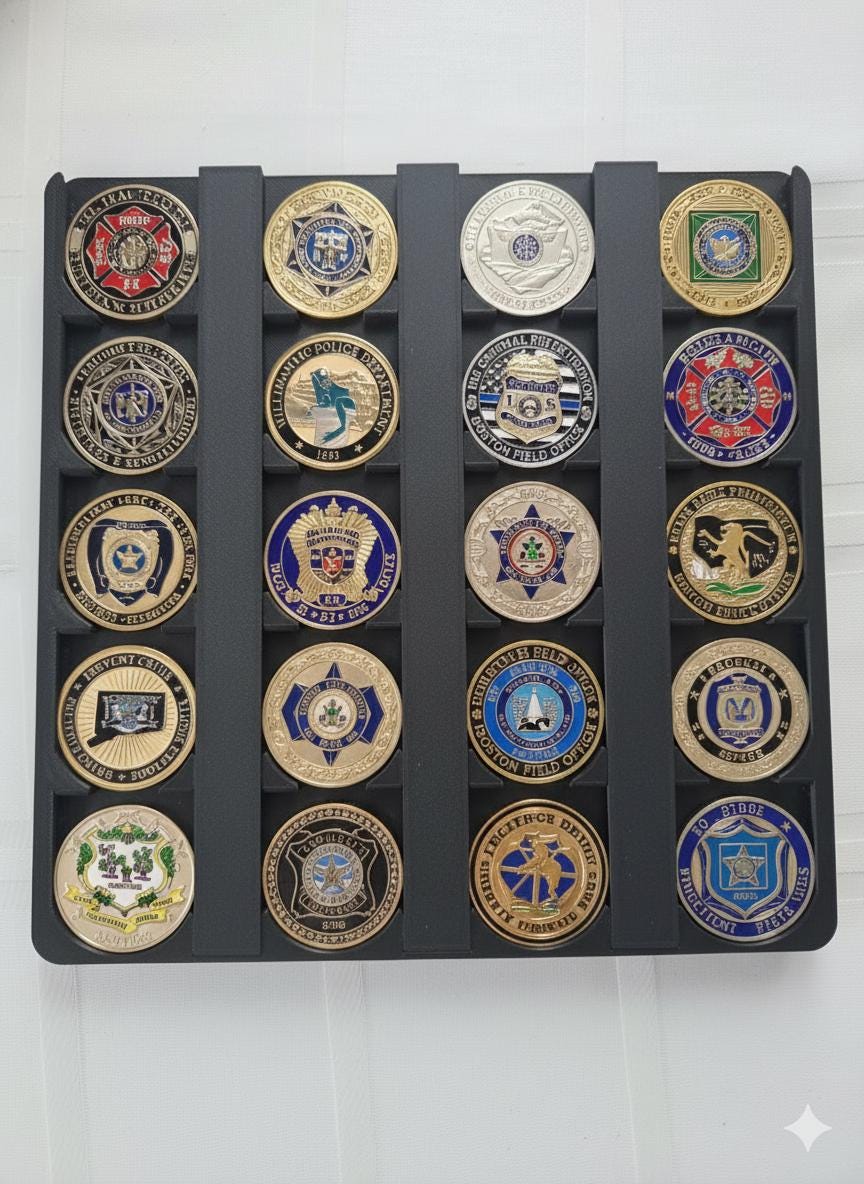 Sleek Wall-Mounted Challenge Coin Display – Fits 1.75" Coins