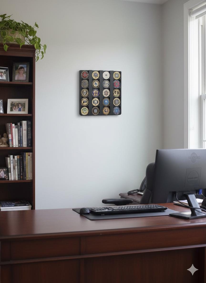 Sleek Wall-Mounted Challenge Coin Display – Fits 1.75" Coins