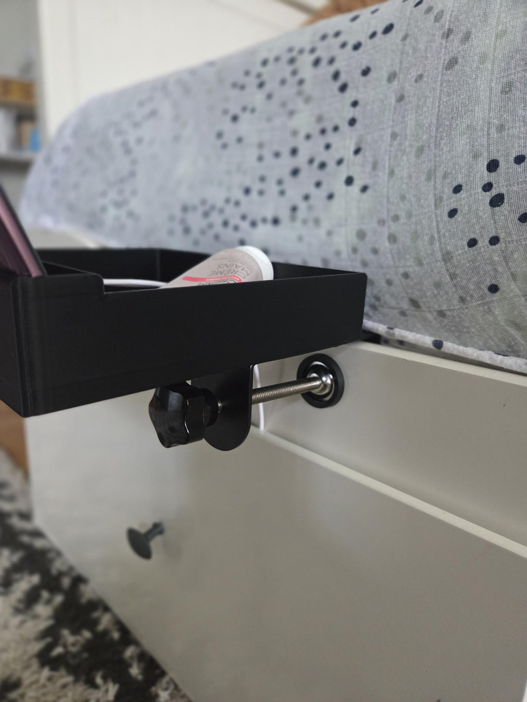 Bedside Clamp-On Organizer Shelf: Charging Dock, Dorm Room Essential