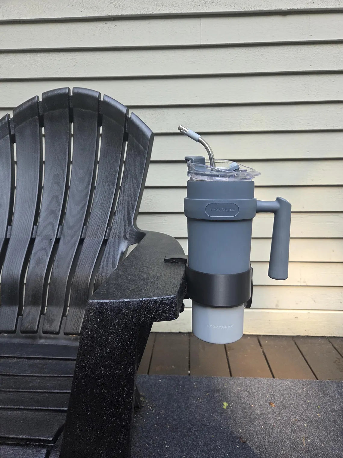Clamp-On Cup and Phone Holder for Chairs, Desks, Outdoor Use