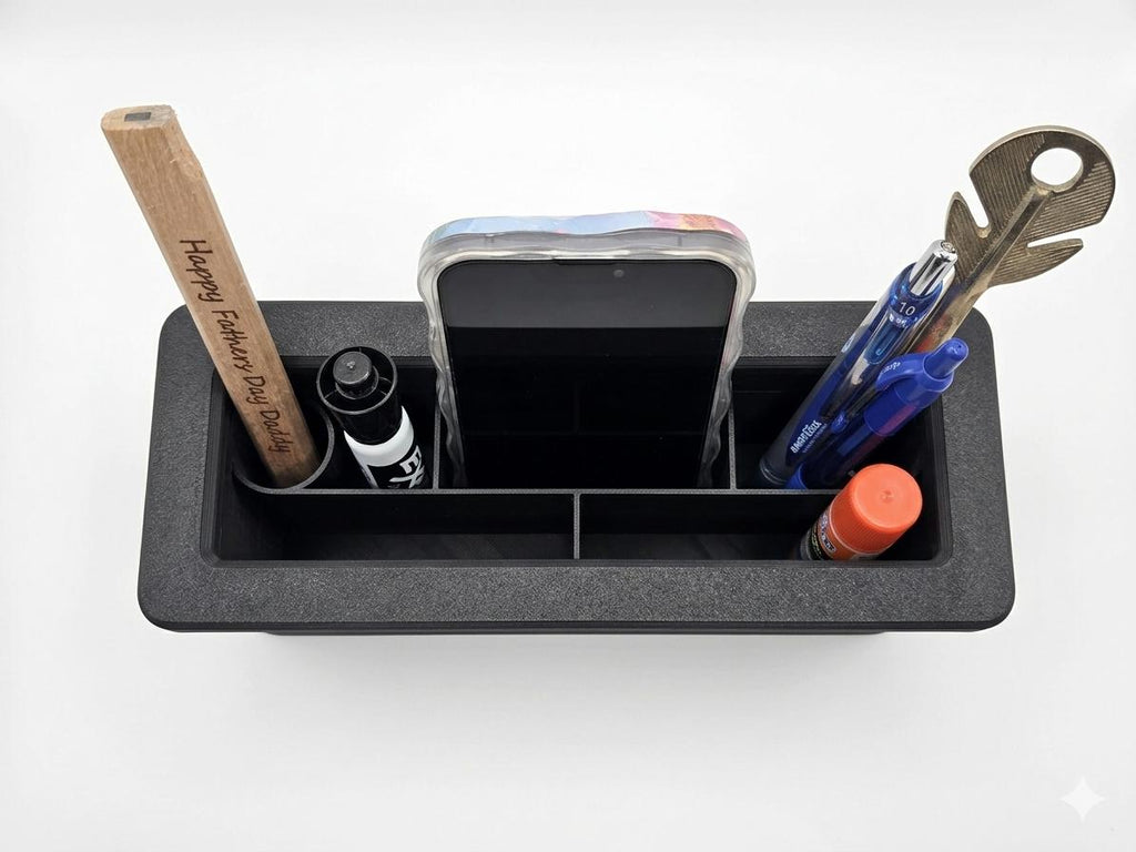 Challenge Coin Holder Desk Organizer | Police, Military, Responder Valet, Smartphone Stand